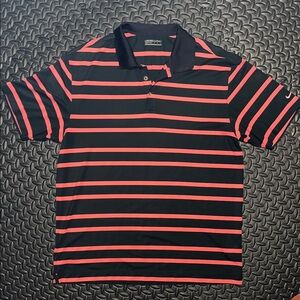 Nike Golf Men's Black & Coral Striped Polo Shirt